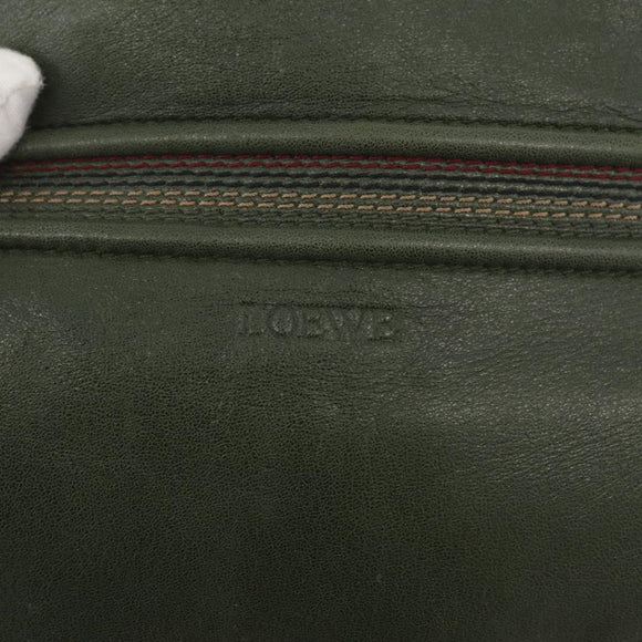 LOEWE Purse Shoulder Bag Leather Khaki Auth bs35230
