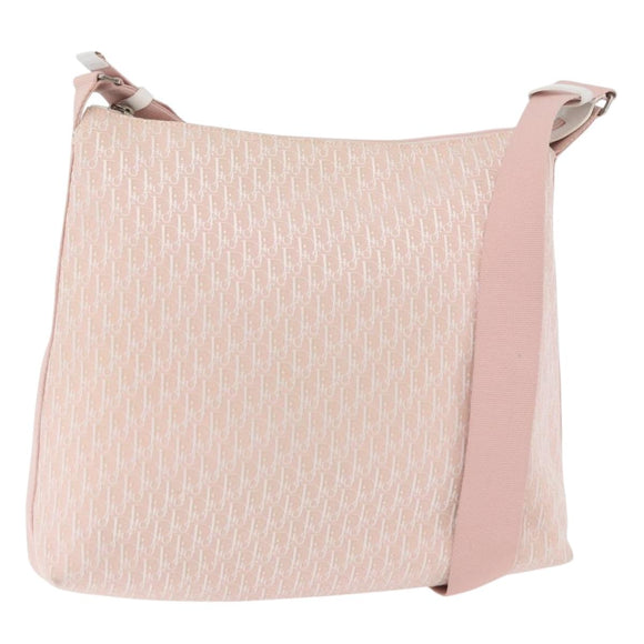 Christian Dior Trotter Canvas Shoulder Bag Pink Silver Auth bs35231