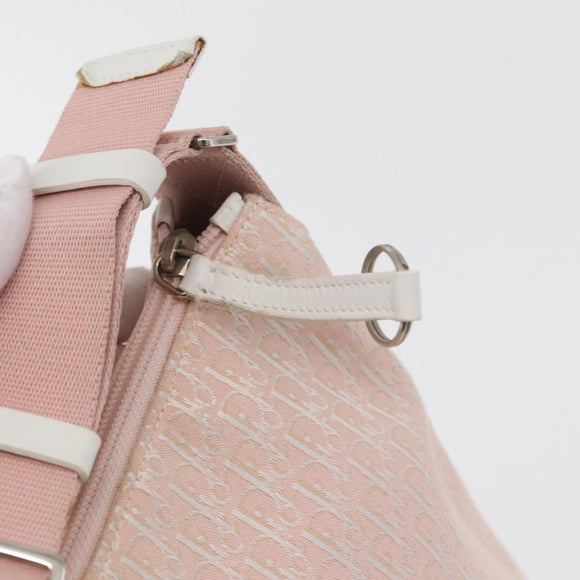 Christian Dior Trotter Canvas Shoulder Bag Pink Silver Auth bs35231