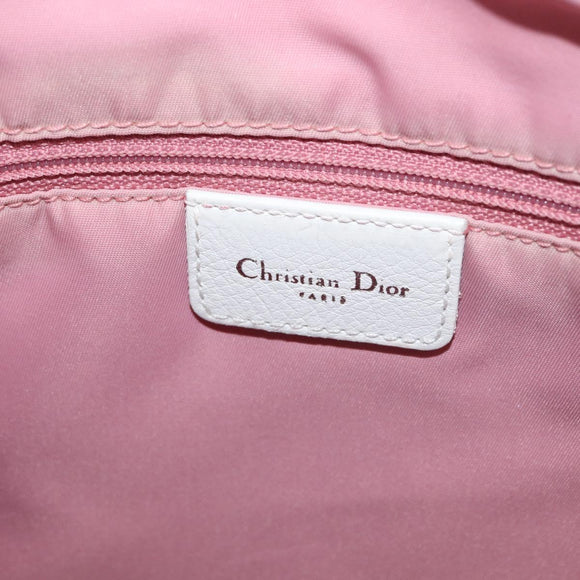 Christian Dior Trotter Canvas Shoulder Bag Pink Silver Auth bs35231