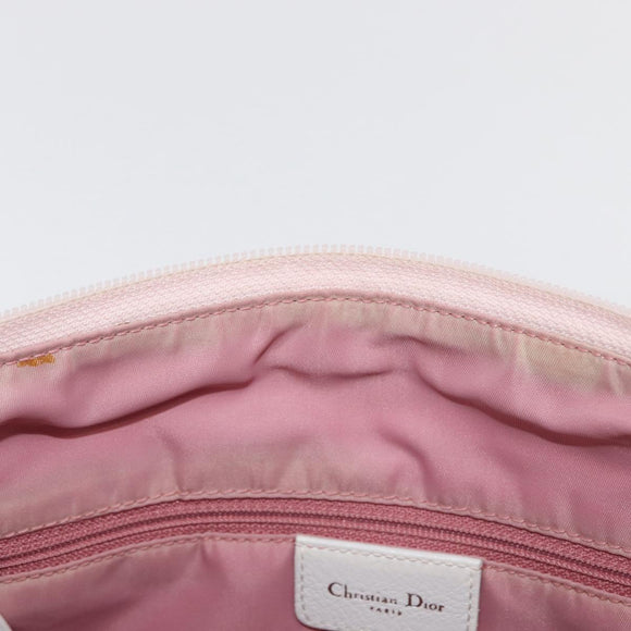 Christian Dior Trotter Canvas Shoulder Bag Pink Silver Auth bs35231