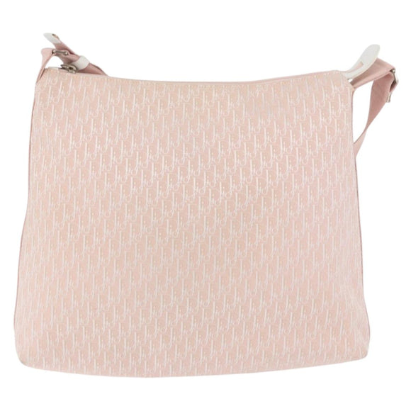Christian Dior Trotter Canvas Shoulder Bag Pink Silver Auth bs35231