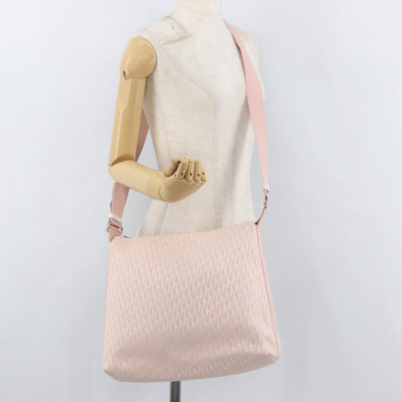 Christian Dior Trotter Canvas Shoulder Bag Pink Silver Auth bs35231