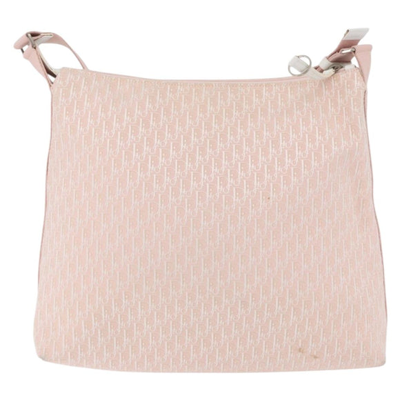 Christian Dior Trotter Canvas Shoulder Bag Pink Silver Auth bs35231
