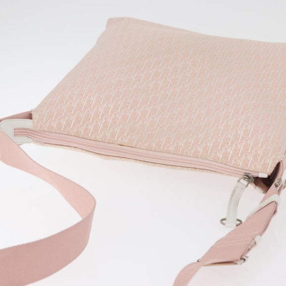 Christian Dior Trotter Canvas Shoulder Bag Pink Silver Auth bs35231