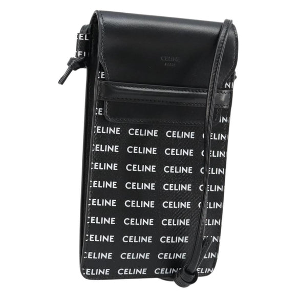 CELINE Shoulder Bag PVC Leather Black Auth bs35232A
