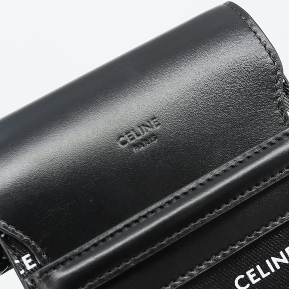 CELINE Shoulder Bag PVC Leather Black Auth bs35232A