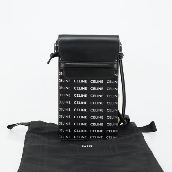 CELINE Shoulder Bag PVC Leather Black Auth bs35232A