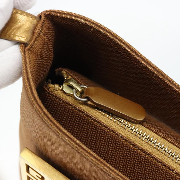 GIVENCHY Shoulder Bag Canvas Bronze Gold Auth bs35236