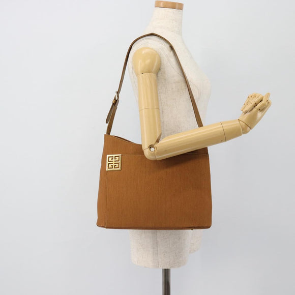GIVENCHY Shoulder Bag Canvas Bronze Gold Auth bs35236
