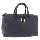 Christian Dior Trotter Canvas Hand Bag Navy Gold Auth bs35238-1