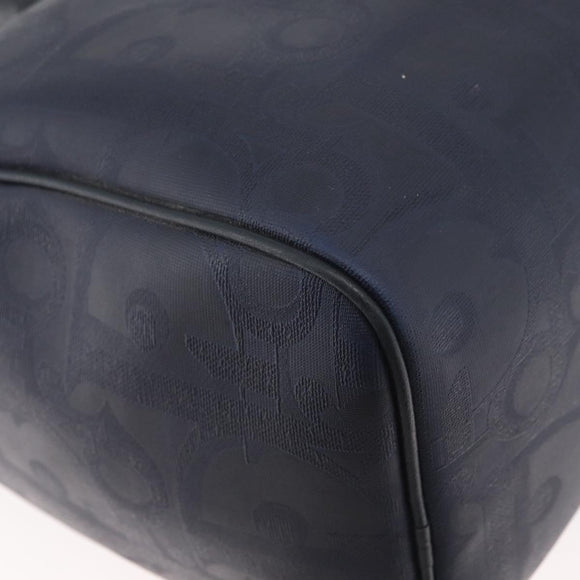 Christian Dior Trotter Canvas Hand Bag Navy Gold Auth bs35238