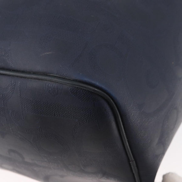 Christian Dior Trotter Canvas Hand Bag Navy Gold Auth bs35238