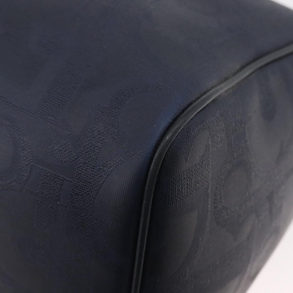 Christian Dior Trotter Canvas Hand Bag Navy Gold Auth bs35238