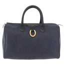 Christian Dior Trotter Canvas Hand Bag Navy Gold Auth bs35238-2
