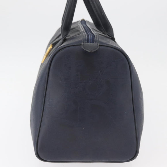 Christian Dior Trotter Canvas Hand Bag Navy Gold Auth bs35238