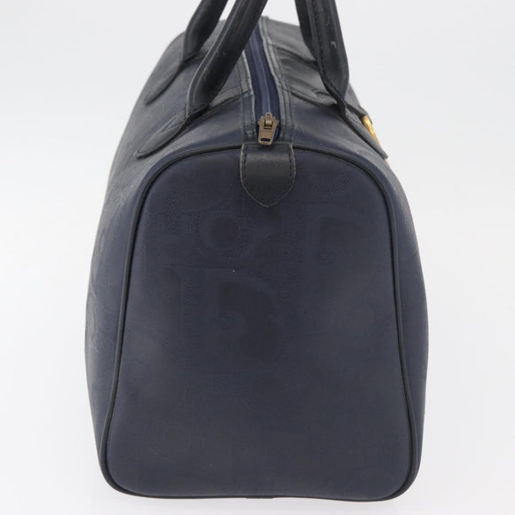 Christian Dior Trotter Canvas Hand Bag Navy Gold Auth bs35238