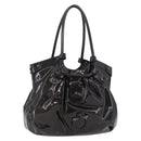 Salvatore Ferragamo Gancini Hand Bag Patent leather Dark Brown Auth bs35239-1