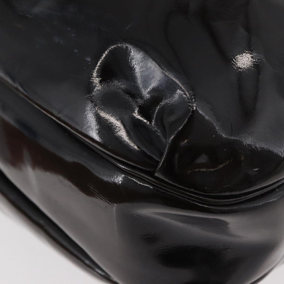 Salvatore Ferragamo Gancini Hand Bag Patent leather Dark Brown Auth bs35239