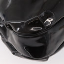 Salvatore Ferragamo Gancini Hand Bag Patent leather Dark Brown Auth bs35239-13