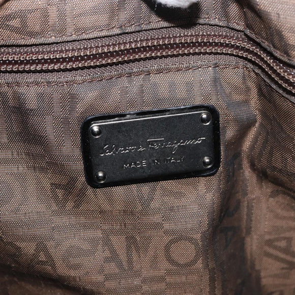 Salvatore Ferragamo Gancini Hand Bag Patent leather Dark Brown Auth bs35239