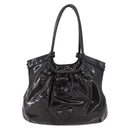 Salvatore Ferragamo Gancini Hand Bag Patent leather Dark Brown Auth bs35239-2