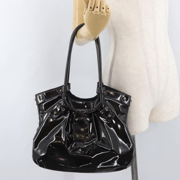 Salvatore Ferragamo Gancini Hand Bag Patent leather Dark Brown Auth bs35239