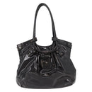 Salvatore Ferragamo Gancini Hand Bag Patent leather Dark Brown Auth bs35239-3