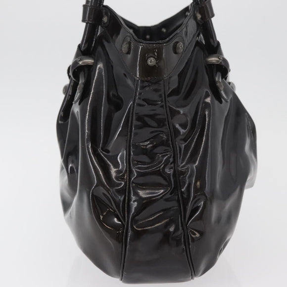 Salvatore Ferragamo Gancini Hand Bag Patent leather Dark Brown Auth bs35239