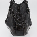 Salvatore Ferragamo Gancini Hand Bag Patent leather Dark Brown Auth bs35239-5