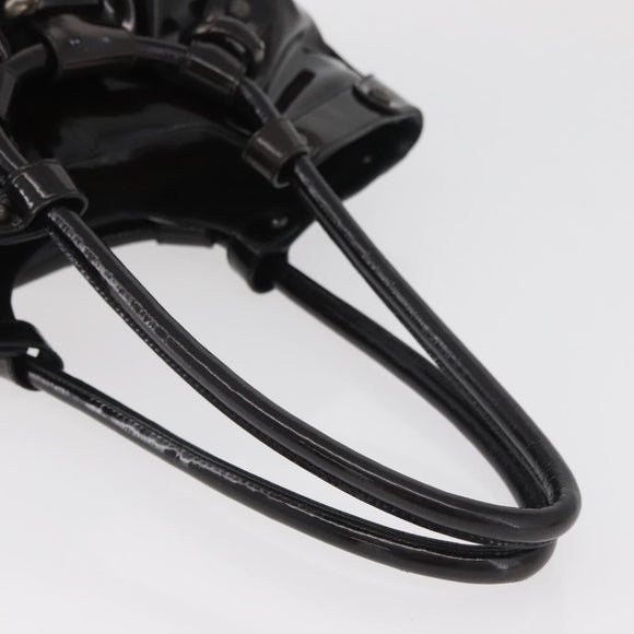 Salvatore Ferragamo Gancini Hand Bag Patent leather Dark Brown Auth bs35239
