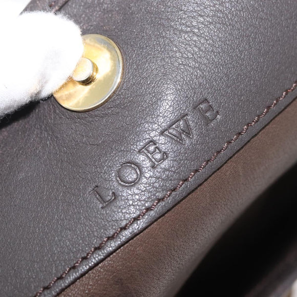 LOEWE Anagram Shoulder Bag Suede Brown Gold Auth bs35241