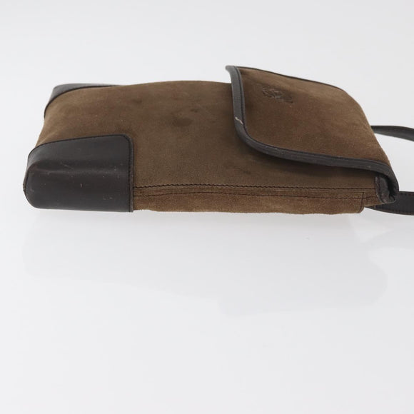 LOEWE Anagram Shoulder Bag Suede Brown Gold Auth bs35241