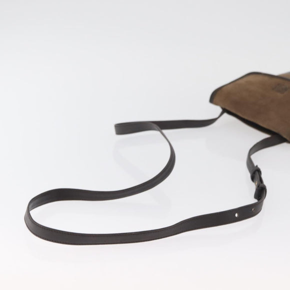 LOEWE Anagram Shoulder Bag Suede Brown Gold Auth bs35241