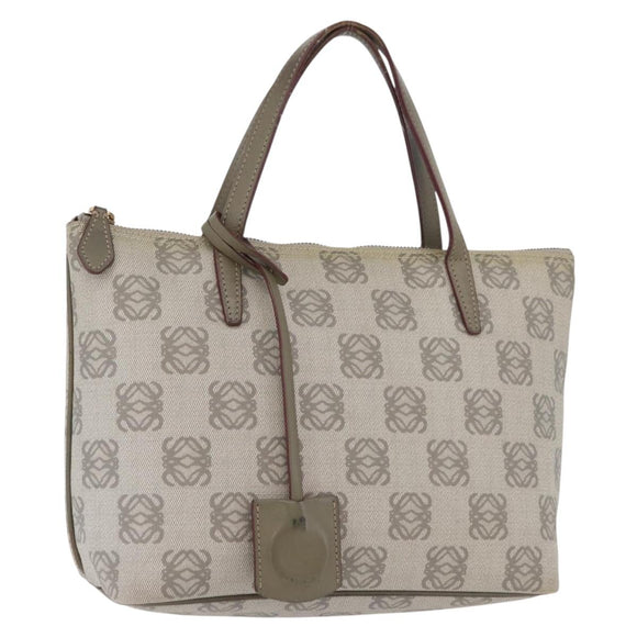 LOEWE Anagram Hand Bag PVC Gold Gray Auth bs35243