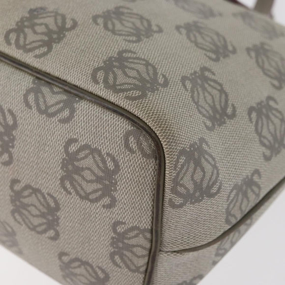 LOEWE Anagram Hand Bag PVC Gold Gray Auth bs35243