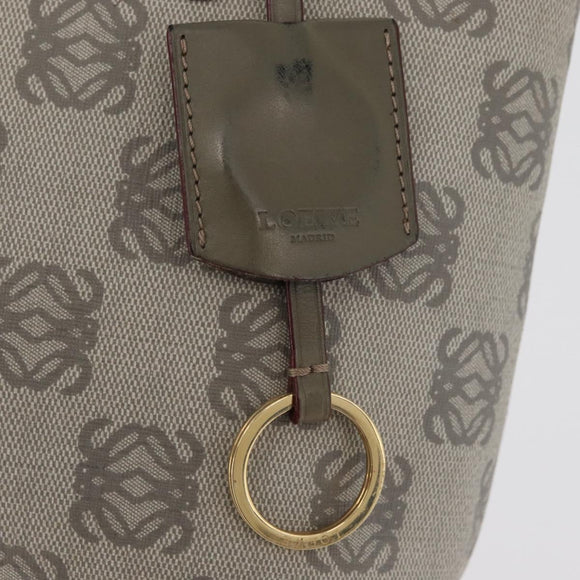 LOEWE Anagram Hand Bag PVC Gold Gray Auth bs35243
