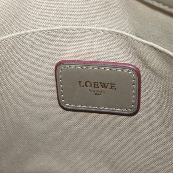 LOEWE Anagram Hand Bag PVC Gold Gray Auth bs35243