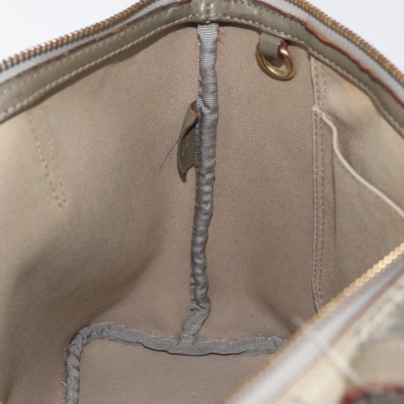 LOEWE Anagram Hand Bag PVC Gold Gray Auth bs35243
