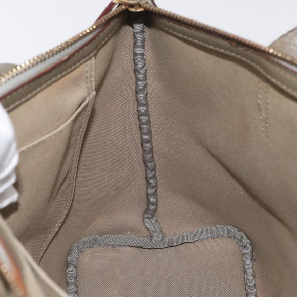 LOEWE Anagram Hand Bag PVC Gold Gray Auth bs35243