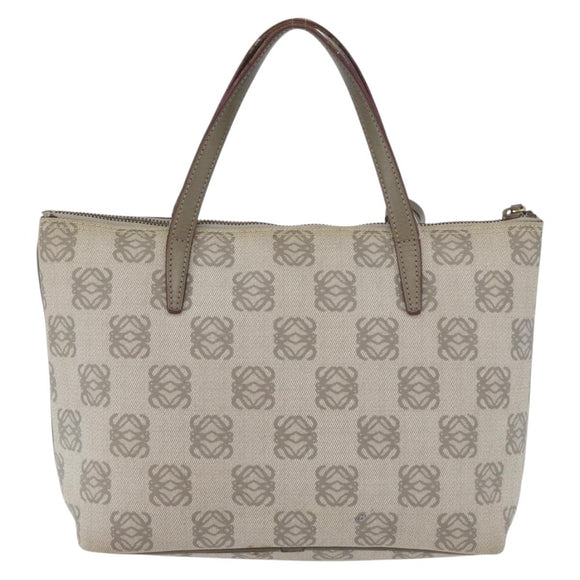 LOEWE Anagram Hand Bag PVC Gold Gray Auth bs35243