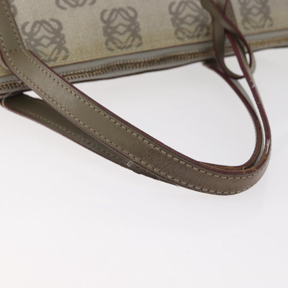 LOEWE Anagram Hand Bag PVC Gold Gray Auth bs35243