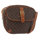 CELINE Macadam Canvas Umhängetasche PVC Leder Braun Gold Auth bs35244-1