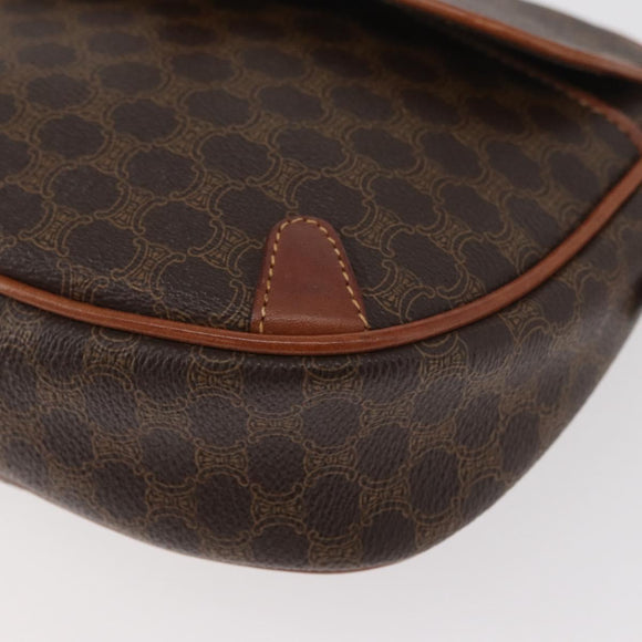 CELINE Macadam Canvas Umhängetasche PVC Leder Braun Gold Auth bs35244