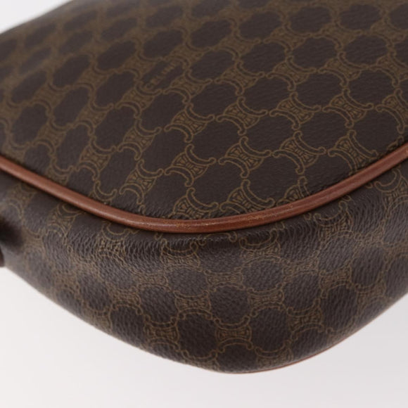 CELINE Macadam Canvas Umhängetasche PVC Leder Braun Gold Auth bs35244
