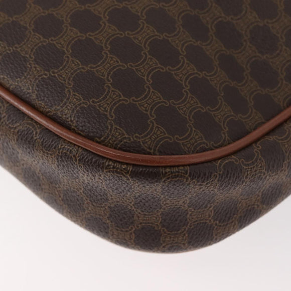 CELINE Macadam Canvas Umhängetasche PVC Leder Braun Gold Auth bs35244
