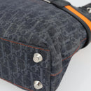 Christian Dior Trotter Canvas Hand Bag Blue Silver Auth bs35245A-10