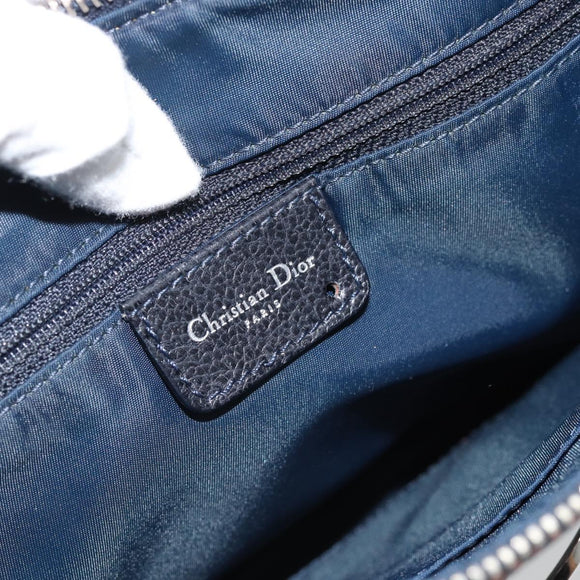 Christian Dior Trotter Canvas Hand Bag Blue Silver Auth bs35245A