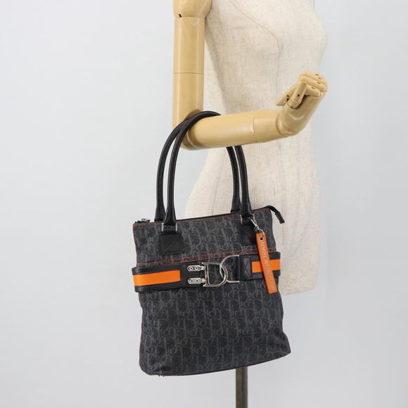 Christian Dior Trotter Canvas Hand Bag Blue Silver Auth bs35245A