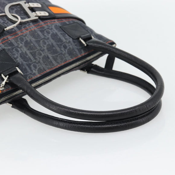 Christian Dior Trotter Canvas Hand Bag Blue Silver Auth bs35245A